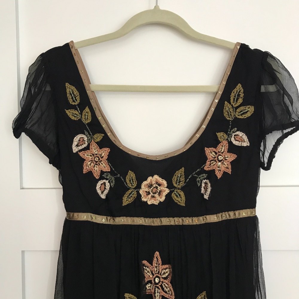 Embroidered Chiffon Empire Dress